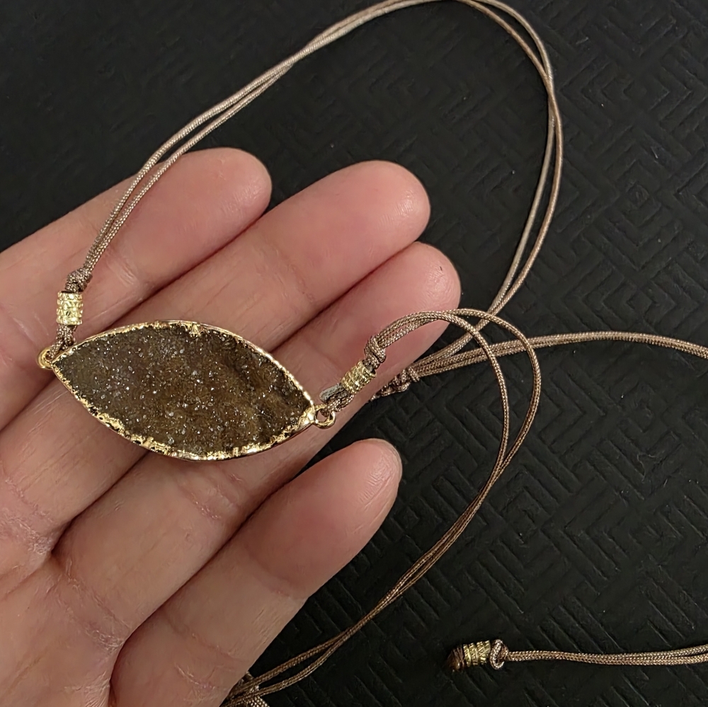Druzy Golden Agate Adjustable Necklace